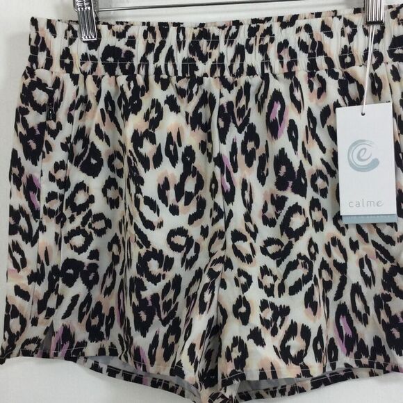 Calme Womens Elements Hike Active Gym Leopard Print Shorts Size M NWT - Picture 4 of 11